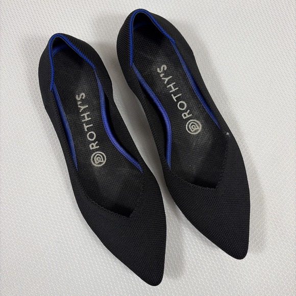 Rothy's Shoes - Rothy's Womens Black Pointed Toe Ballet Flats Shoes Slip On - Sz 8